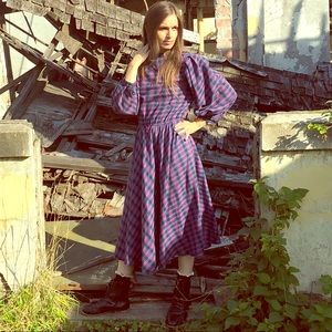 Vintage 80s Jordache plaid dress with pockets